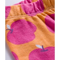 Babyhug Cotton Knit Footed Bootie Leggings with Fruits Print Pack of 3 - Light Green White & Orange
