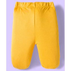 Babyhug Cotton Knit Striped & Sea Animals Printed Bootie Leggings Pack of 3 - Yellow Light Blue & White