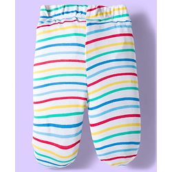 Babyhug Cotton Knit Striped & Sea Animals Printed Bootie Leggings Pack of 3 - Yellow Light Blue & White