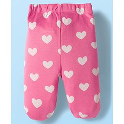 Babyhug Cotton Knit Heart Printed Bootie Leggings Pack of 3 - Pink Navy Blue & White