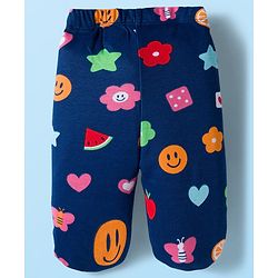 Babyhug Cotton Knit Heart Printed Bootie Leggings Pack of 3 - Pink Navy Blue & White