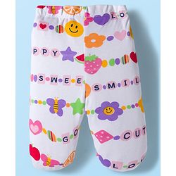 Babyhug Cotton Knit Heart Printed Bootie Leggings Pack of 3 - Pink Navy Blue & White