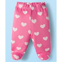 Babyhug Cotton Knit Heart Printed Bootie Leggings Pack of 3 - Pink Navy Blue & White