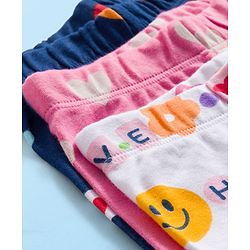 Babyhug Cotton Knit Heart Printed Bootie Leggings Pack of 3 - Pink Navy Blue & White