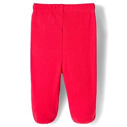 Babyhug Cotton Knit Footed Bootie Leggings with Construction Vehicle Print & Stripes Pack of 3 - Red Yellow & Navy Blue