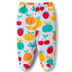 Babyhug Cotton Knit Bootie Leggings with Stripes & Fruits Print Pack of 3 - Red White & Yellow