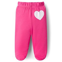 Babyhug Cotton Knit Footed Bootie Leggings with Heart & Polka Dot Print Pack of 3 - Orange Dark Pink & White