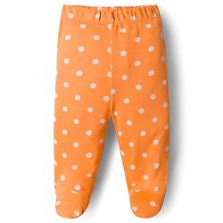 Babyhug Cotton Knit Footed Bootie Leggings with Heart & Polka Dot Print Pack of 3 - Orange Dark Pink & White