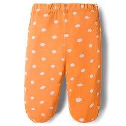 Babyhug Cotton Knit Footed Bootie Leggings with Heart & Polka Dot Print Pack of 3 - Orange Dark Pink & White