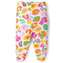 Babyhug Cotton Knit Footed Bootie Leggings with Heart & Polka Dot Print Pack of 3 - Orange Dark Pink & White