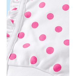 Babyhug 100% Cotton Knit Polka Dot & Heart Printed Bonnet Cap Pack of 2 Lilac & White - Diameter 16 cm