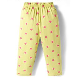 Babyhug Cotton Knit Full Sleeves Front Open Co-ord Night Suit With Star Print - Light Green