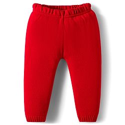 Babyhug Knitted Full Sleeves Sweater Set With Santa Claus Design - Red