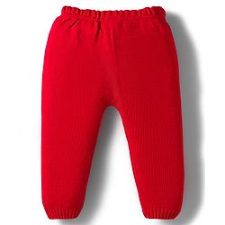 Babyhug Knitted Full Sleeves Sweater Set With Santa Claus Design - Red