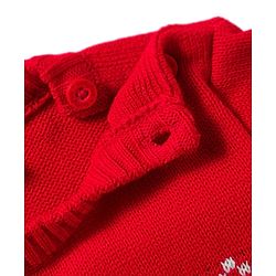 Babyhug Knitted Full Sleeves Sweater Set With Santa Claus Design - Red