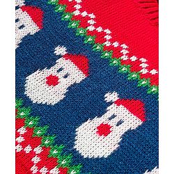 Babyhug Knitted Full Sleeves Sweater Set With Santa Claus Design - Red