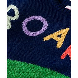 Babyhug Knitted Full Sleeves Sweater Set With Roar Design - Navy Blue