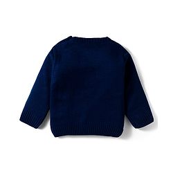 Babyhug Knitted Full Sleeves Sweater Set With Roar Design - Navy Blue