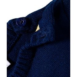Babyhug Knitted Full Sleeves Sweater Set With Roar Design - Navy Blue
