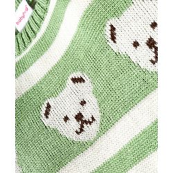 Babyhug Knitted Full Sleeves Sweater Set With Teddy Bear Design - Green