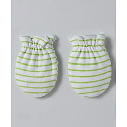 Babyhug 100% Cotton Interlock Knit Mittens & Booties Set With Vehicle Print - Light Green