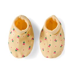 Babyhug 100% Cotton Knit Mittens & Booties Set with Floral Print - Yellow