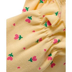 Babyhug 100% Cotton Knit Mittens & Booties Set with Floral Print - Yellow