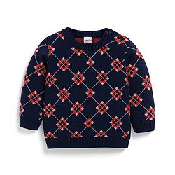 Babyhug Knit Full Sleeves Pullover Sweater Set - Navy Blue