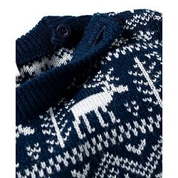 Babyhug Knit Full Sleeves Pullover Sweater Set with Aztec Design - Navy Blue