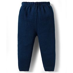 Babyhug Knit Full Sleeves Sweater & Pant Set With Star Design - Navy Blue