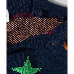 Babyhug Knit Full Sleeves Sweater & Pant Set With Star Design - Navy Blue