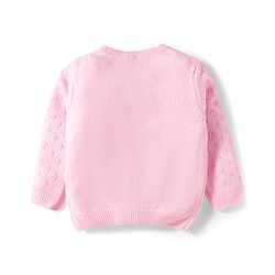Babyhug Cotton Knit Full Sleeves Front Open Sweater Set - Pink