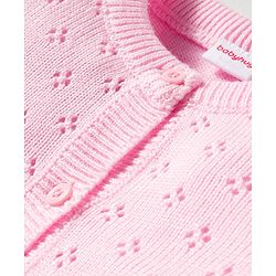 Babyhug Cotton Knit Full Sleeves Front Open Sweater Set - Pink