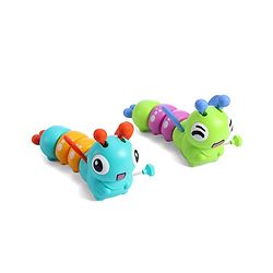 Babyhug Dancing Colorful|Crawling Caterpillar Toy|Wind-Up Mechanism & Gear Movement|Fun Early Learning Activity for Toddlers|BIS|No Batteries Needed|Safe&Engaging|Pack of 2 pcs-(Blue/Green)