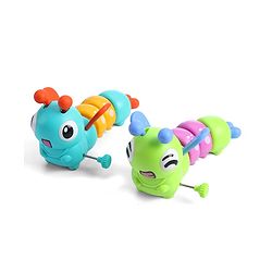 Babyhug Dancing Colorful|Crawling Caterpillar Toy|Wind-Up Mechanism & Gear Movement|Fun Early Learning Activity for Toddlers|BIS|No Batteries Needed|Safe&Engaging|Pack of 2 pcs-(Blue/Green)