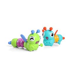 Babyhug Dancing Colorful|Crawling Caterpillar Toy|Wind-Up Mechanism & Gear Movement|Fun Early Learning Activity for Toddlers|BIS|No Batteries Needed|Safe&Engaging|Pack of 2 pcs-(Blue/Green)
