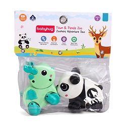 Babyhug Fawn & Panda Zoo Zoomers Adventure Duo Wind-Up Toy - Pack of 2| Fun and Interactive| Encourages Crawling| No Batteries Needed| BIS Certified| Toy for 18+ months| Safe, Durable & Engaging