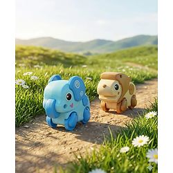 Babyhug Fawn & Panda Zoo Zoomers Adventure Duo Wind-Up Toy - Pack of 2| Fun and Interactive| Encourages Crawling| No Batteries Needed| BIS Certified| Toy for 18+ months| Safe, Durable & Engaging