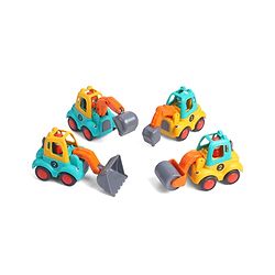 Babyhug Mini Builder Squad|Friction-Powered Construction Vehicles with Moving Parts|Fun & Interactive Engineering Toddler Play|Safe & Engaging |BIS|Pack of 4 (Digger/Bulldozer/Roller/Excavator)|2 yrs+