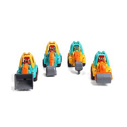 Babyhug Mini Builder Squad|Friction-Powered Construction Vehicles with Moving Parts|Fun & Interactive Engineering Toddler Play|Safe & Engaging |BIS|Pack of 4 (Digger/Bulldozer/Roller/Excavator)|2 yrs+