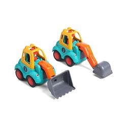 Babyhug Mini Builder Squad|Friction-Powered Construction Vehicles with Moving Parts|Fun & Interactive Engineering Toddler Play|Safe & Engaging |BIS|Pack of 4 (Digger/Bulldozer/Roller/Excavator)|2 yrs+