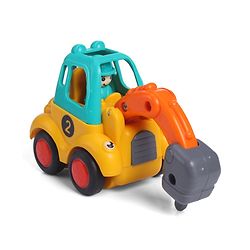 Babyhug Mini Builder Squad|Friction-Powered Construction Vehicles with Moving Parts|Fun & Interactive Engineering Toddler Play|Safe & Engaging |BIS|Pack of 4 (Digger/Bulldozer/Roller/Excavator)|2 yrs+