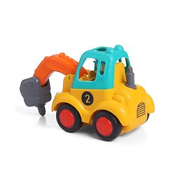 Babyhug Mini Builder Squad|Friction-Powered Construction Vehicles with Moving Parts|Fun & Interactive Engineering Toddler Play|Safe & Engaging |BIS|Pack of 4 (Digger/Bulldozer/Roller/Excavator)|2 yrs+