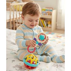 Babyhug Baby Rattles Pack of 2 | Bright Colors & Sounds|Promotes Motor Skills & Sensory Development|Fun & Engaging Toy|Safe, Non-Toxic|Improves Grasping Skill| Ideal Gift for 3+ Months | BIS Certified