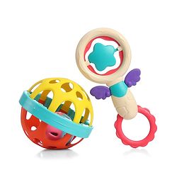 Babyhug Baby Rattles Pack of 2 | Bright Colors & Sounds|Promotes Motor Skills & Sensory Development|Fun & Engaging Toy|Safe, Non-Toxic|Improves Grasping Skill| Ideal Gift for 3+ Months | BIS Certified