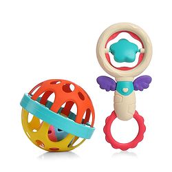 Babyhug Baby Rattles Pack of 2 | Bright Colors & Sounds|Promotes Motor Skills & Sensory Development|Fun & Engaging Toy|Safe, Non-Toxic|Improves Grasping Skill| Ideal Gift for 3+ Months | BIS Certified