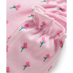 Babyhug 100% Cotton Mittens & Booties With Floral Print - Pink