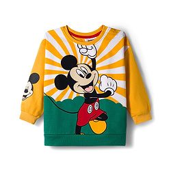 Babyhug Disney Terry Knit Full Sleeves Sweatshirt and Track Pant with Mickey Mouse Graphic - Yellow