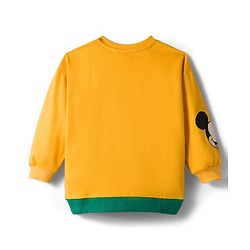 Babyhug Disney Terry Knit Full Sleeves Sweatshirt and Track Pant with Mickey Mouse Graphic - Yellow