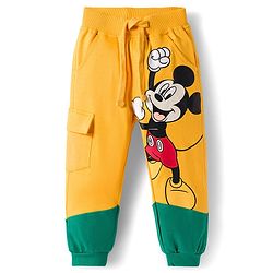 Babyhug Disney Terry Knit Full Sleeves Sweatshirt and Track Pant with Mickey Mouse Graphic - Yellow